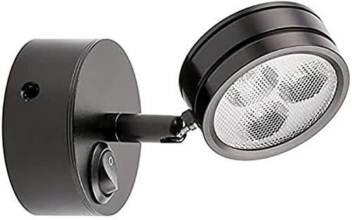 LED Spotlight, 360 Degree Rotatable Adjustable LED Accent Lamps, Wall Lights Bedroom Headboard Bedside Reading Lights (Black,6000K)
