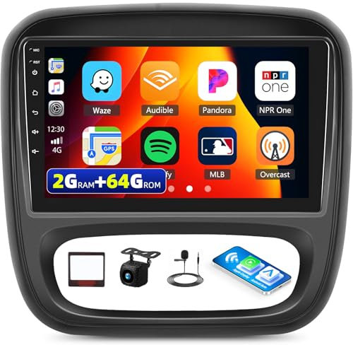 2G+64G GOHHDL Autoradio Android 2 Din per Renault Traffic 3 2014-2021 / Opel Vivaro B 2014-2018 con CarPlay Android Auto, Radio touchscreen da 9 pollici con GPS WiFi Bluetooth FM/RDS SWC Retromarcia