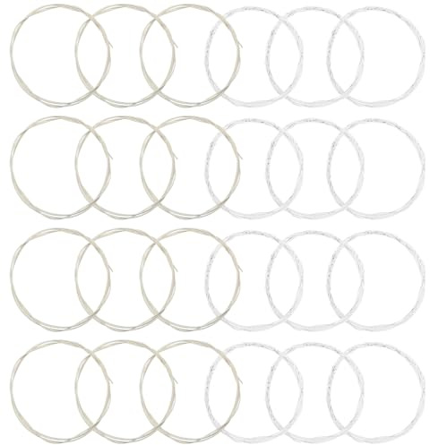 4 Sets Hohe Qualität Gitarrensaiten, 24 Stück Gitarren Saiten mit Gitarrenpick, Akustikgitarren Saiten, Ersatz-Stahlgitarrensaiten