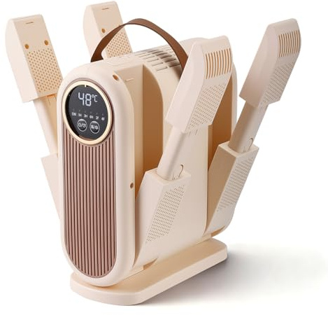 Shoe Dryer Electric UK, 360Min Timer & UV Light Steriliser, 48°C Constant Temperature Portable Folding Dryer Machine with 4-Leg Foldable Shoe Dryer, Fast Drying Deodorizer for Sneakers, Boots, Shoes