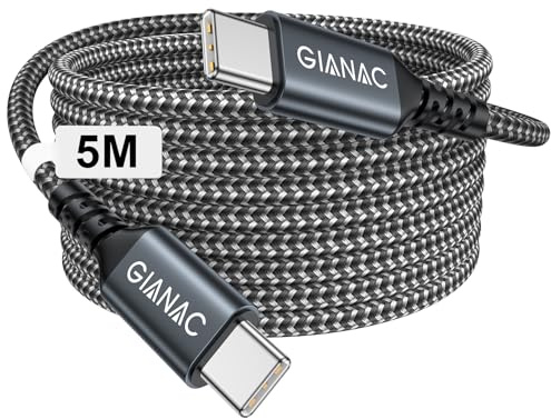 60 W USB C-kabel 5 m laddningskabel USB-C PD 3.0 snabbladdningskabel USB C till USB C-kabel för iPhone 15 16 Pro Max, Samsung Galaxy S24/S23/S22, Pixel 7 iPad Pro MacBook Air surfplattor etc