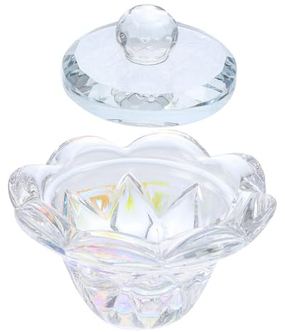 PLAFOPE Crystal Nail Cup for Mixing Nail Liquid and Powder with Lid Acrylic Dappen Dish and Personal Home Use for Professionals