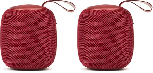 Trevi XR 8A16 Altoparlante Wireless 5.3, Speaker Portatile 5W con Lettore Mp3, Micro SD e Funzione TWS, Cassa Audio con Ricarica USB Type-C, Rosso (Confezione da 2)