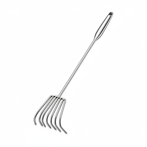 MotiveTech Rastrello per Vongole Multifunzione Rastrello per Molluschi in Acciaio Multiuso Coltivatore Manuale a Denti per Giardinieri, Spiaggia, Orto, 50CM, 7-Denti