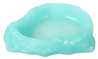 QUARKZMAN Cuenco De Comida para Reptiles 5.1 Pulg Azul Fluorescente | Plato De Alimentación Para Reptiles, Plato De Esquina Con Agua De Resina Para Gusanos S, Diseñado Para Lagartos