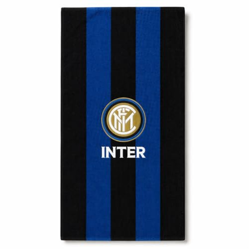 Inter Telo Mare Ufficiale Grande 90x170 cm Asciugamano in Spugna 100% Cotone Nero Azzurro con Logo