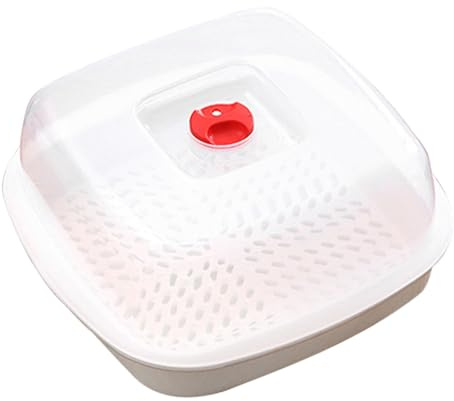 Generico Contenitore Cottura Vapore Microonde in Plastico Coperchio e Manico, Vaporiera per Microonde per Cucina e Cottura di Riso e Pesce al Vapore