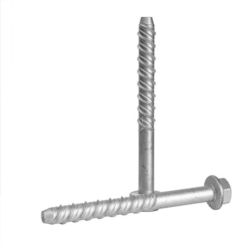 Merriway BH05759 (4 Pcs) Self Tapping Concrete Masonry Hex Head Bolt, M10 x 150mm (3/8 Inch x 6 Inch) - Pack of 4 Pieces