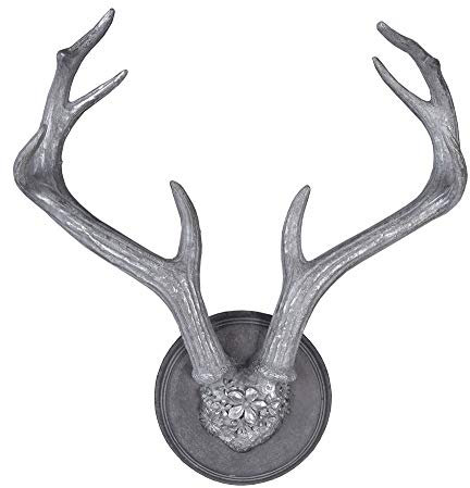 Wanddeko Geweih Silber Hirschgeweih Chalet Wandfigur Wandskulptur Alpenstil cw199 Palazzo Exklusiv