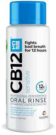 CB12 Sensitive: Fight Bad Breath for 12 Hours for Sensitive Teeth, Alcohol-Free, Soft Menthol Flavor, 250 ml