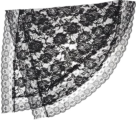 Beaupretty Spitze Mantilla Katholischen Schleier Kirche Schleier Kapelle Kopfbedeckung Lateinische Masse für Hochzeitsfrauen (Schwarz zufälliger Stil)