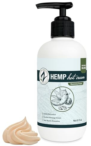 Zatural Hemp Hot Cream with Essential Oil Blend, Aloe, Hemp, and More (8oz Pump)