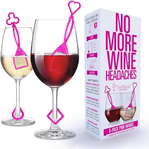Colorful Wand Wine Purifer by PureWine- 8 Wine Sticks Filter Histamines & Sulfites, May Reduce Headaches - Disposable Wine Accessory for Family, Stocking Stuffers, Parties