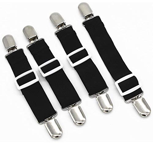 4 Stück - Bettlaken Verschlüsse Hosenträger Elastische Bettlakenspanner für Matratzenbezüge Sofa Tischdeckenstiefel Beinriemen Clips