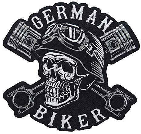 Finally Home German Biker Totenkopf Patch zum Aufbügeln | Motorrad Kutte Patches, Hunde Bügelflicken, Motorradjacke Männer Flicken, Motorcycle Aufnäher für Lederwesten