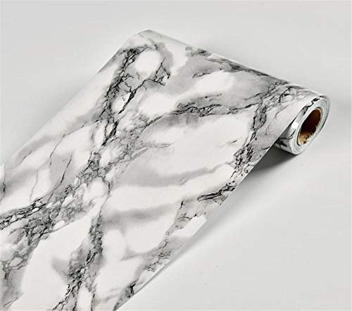 Tapetenbordüre selbstklebend zum Aufkleben für Wohnzimmer Küche Badezimmer Abnehmbare Wasserdicht Bodenleiste PVC Dekorative Bordüre Marmor 20cm X 1000cm
