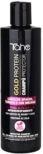 Tahe Gold Protein Champú protector para cabellos opacos, teñidos o con mechas con efecto antiencrespamiento (300 ml)