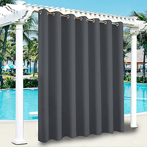 ele ELEOPTION Rideaux d'Extérieur Imperméables, Protection Anti-UV Coupe-Vent avec Oeillets, Rideaux Intérieur et Extérieur pour Pergola Jardin, Cour, Balcon (1 Pièces, Gris Foncé, 254 x 274 cm)