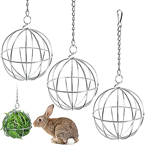CAPRICIOUS 3 Stück Pet Gras, Heukugel aus Edelstahl für Kaninchen, hängender Ballspender für Haustiere, für Hamster, Chinchilla, Schweine, Truthahn