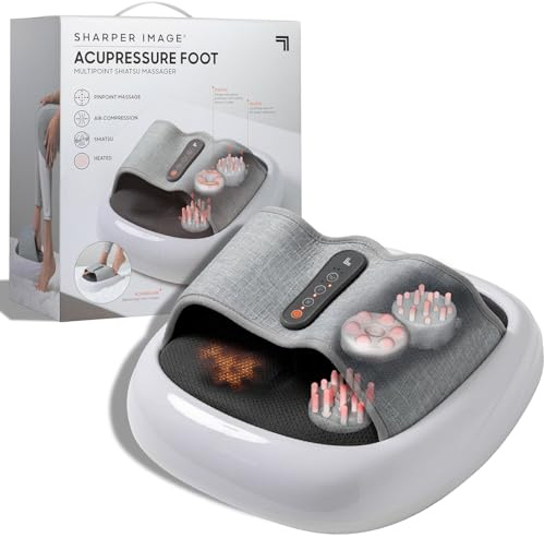 SHARPER IMAGE - Beheizbares Akupressur-Fußmassagegerät | Elektrischer Fußwärmer - Shiatsu - Luftkompression - Massage & Entspannung - Fußreflexzonenmassage - Geschenk für Männer