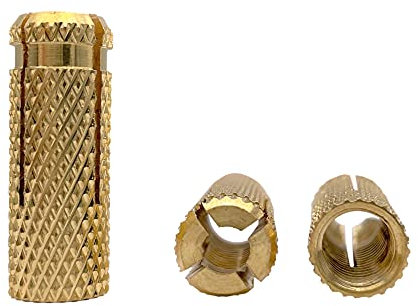 Marcopol Confezione da 40 tasselli in ottone M8 x 28 mm, con manico per bulloni di espansione, tasselli per muratura in calcestruzzo (40, M8 x 28 mm), giallo