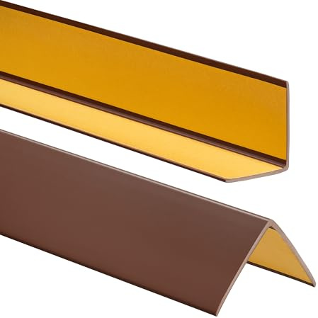 ProfiPVC Perfil angular protector PVC 50x50mm 200cm Marrón | Perfil angular autoadhesivo de PVC para proteger esquinas, bordes y cantos, fácil de cortar e instalar, uso interior