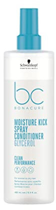 Schwarzkopf Professional Bonacure Moisture Kick Spray Conditioner for Normal to Dry Hair Care Boost Complex Moisturizing Detangling Improved Manageability Lightweight Feeling Elasticity 400 ml