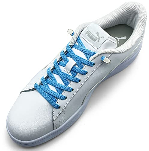 ELANOX Lacci elastici senza legatura, 4 pezzi per 2 paia di scarpe, con eleganti estremità, senza legatura, chiusura rapida, lacci in gomma, per adulti e bambini (blu sky)