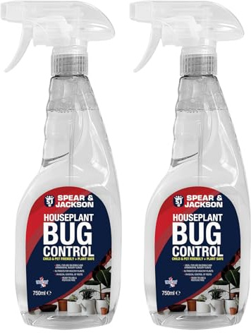 Spear & Jackson Houseplant Bug Control - 2 x 750 ml - Pet Friendly, Plant Safe, Ready to Use - Indoor Plants