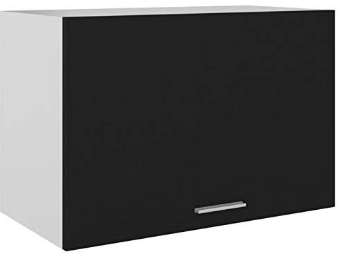 MOONAIRY Hängeschrank, Hängeglasschrank Küche, Küchenschrank, Schrank Mit Glastüren, Küchenhängeschränke, Wandvitrine Hängend, Schwarz 60x31x40 cm Spanplatte