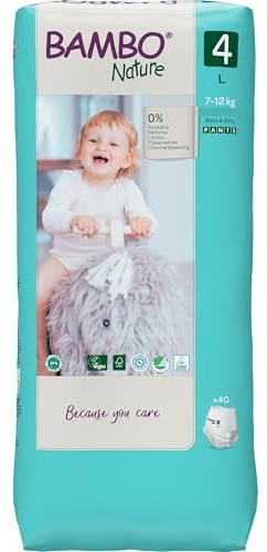 Bambo Nature Premium Eco Lot de 40 culottes à enfiler Taille maxi 7-14 kg