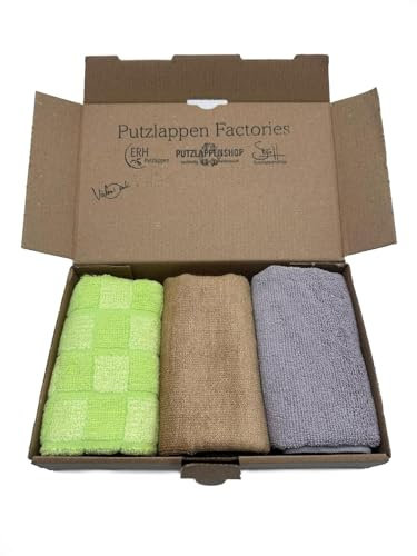 Generisch Nachhaltiges Reinigungstücher-Set, 3er Set, Bambustuch, Naturfasertuch, Mikrofasertuch-Recyclingtuch für eine umweltbewusste und ressourcenschonende Reinigung