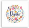 Friendly Fox Danke Karte Blumen, 1x Dankeskarte mit Blumen Motiv, quadratische Grußkarte Danke Karte mit Kraftpapier Umschlag