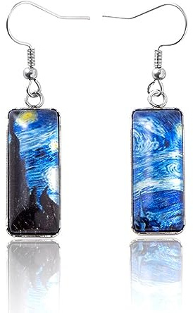 GAUEIOUR Van Gogh Starry Night Earrings - Famous Artist Painting Series, Stainless Steel, Jewelry Gifts
