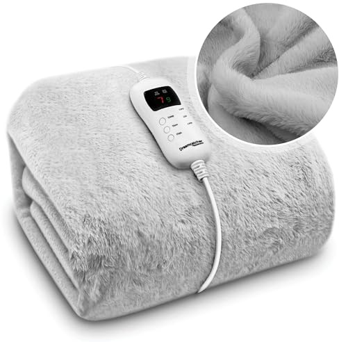 Dreamcatcher Faux Fur Heated Blanket, 9 Heat Levels, 9HR Timer, Light Grey | Luxurious 160 x 130cm faux fur heated throw with 9 heat settings, 9HR timer, detachable controller and 2.35m cable.