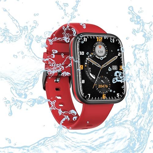 Smartwatch Herren Damen IP68 Wasserdicht Fitnessuhr Sportuhr Bluetooth-Anrufe mit Herzfrequenz-Schlafmonitor 7 Tage Lange Akkulaufze Itmehrfach Sportmodi für IOS Android Rot