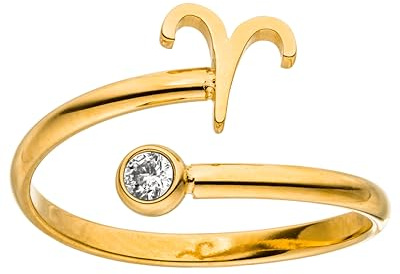 Purelei Sternzeichen Ring Widder (Gold) – Wasserfester Damenring aus langlebigem Edelstahl – Verstellbare Ringe von Größe 50 bis 60 – Modeschmuck für deinen individuellen Look