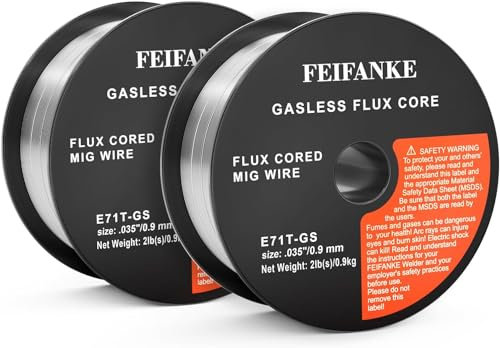 FEIFANKE Fülldraht Ohne Gas 0.9MM, 2KG, E71T-GS Universal Schweißdraht MIG MAG Drahtrolle D100 für Schweißgerät, 2 Rollen