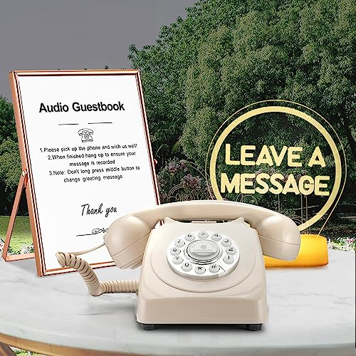 QUOXO Wedding Fashion Audio Guest Book with Free RGB LED Panel and Metal Photo Frame, Guest Book, Phone Recording, Personalized Voice Message for Your Wedding Party (Beige)