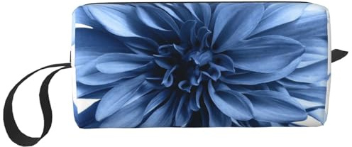 Trousse de maquillage de voyage imprimée geisha japonaise – Portable et élégant, Fleur de dahlia bleue., Taille unique