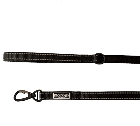 Barkridges® Premium Triple Handle Dog Lead Leash | Traffic Handle | Secured | Locking Clip | Padded Handle | Safety Reflective Strips | Comfortable for Small Medium Large Dogs (Black, 120cm)