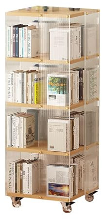 GaRcan 4-stufiges drehbares Bücherregal, um 360° drehbares Aufbewahrungsregal, bodenstehendes Bücherregal, geeignet für Heim-/Büro-CD-Regal (Stil 2 40 x 40 x 126 cm)