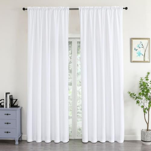 texpot Rideau coulissant en velours blanc 140 x 245 cm opaque avec galon fronceur