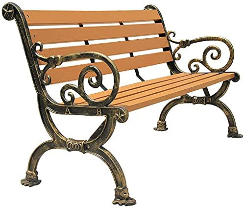 CCKUHN Gartenbank für draußen, Garten-Terrassenbank für Ihre Freizeit, Park-Garten-Hofbank im Retro-Stil, 2-3-Sitzer-Bankstuhl aus Kunststoff und Holz für draußen, wetterfest