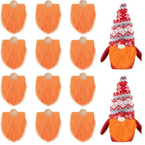 Huamengyuan Wichtelbart Zum Basteln Stoff Kunstpelz Kunstpelz Stoff GNOME Bart Mit Holzkugeln Set Ostern Weihnachten Deko Wichtel Bart Basteln für DIY Weihnachtsmann Wichtel Puppe Mehrfarbig 12 Stück