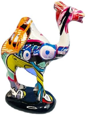 HABITZ 5,5 Zoll Große Kamel Figur Tischskulptur Kunstharz Statue Ornament Tier Sammelobjekt Dekorative Kamel Statuen for Kamin Schreibtisch Heimdekoration Souvenirs Geschenk(Graffiti)