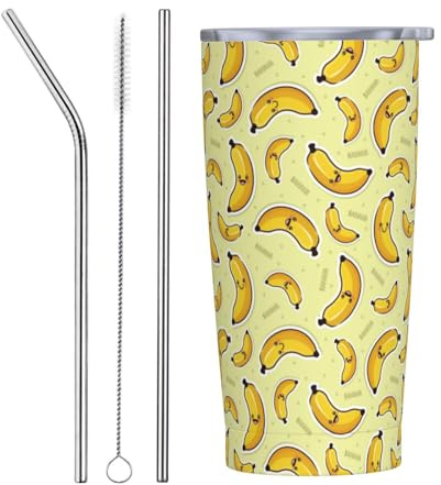 VOSERY Botella de agua de 20 onzas con tapa y popote, divertido vaso aislado de acero inoxidable, taza de café de viaje, vaso personalizado