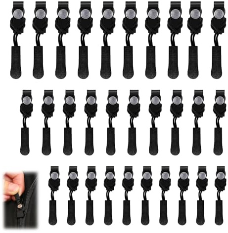 30 PCS Reißverschluss Zipper Reissverschluss Reparatur Set Reisverschluss-Zipper Ersatz Reissverschluss Zipper 3 Größen Geeignet für Jacken Koffer Rucksäcke und Mehr (Schwarz)