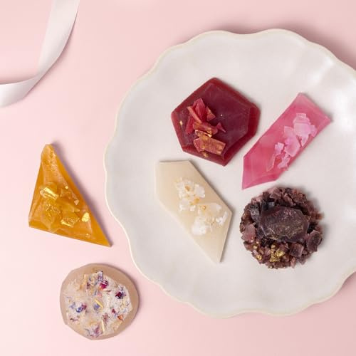 Cristalli Commestibili Artigianali, Collezione di 6 Sapori, Rosa, Lampone, Mango Fiori d'arancio, Noce di cocco, Fagiolo di Tonka