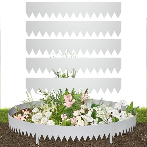 YRHome Bordure de pelouse en métal galvanisé de 5 m - Hauteur : 20 cm - Flexible - Résistant aux intempéries, à la rouille et avec clips - Facile à monter - Pour jardin, parterres, chemins et pelouse